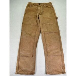 VINTAGE Men's 34 Double Knee Carpenter‎ Canvas Pants Talon Zipper Cargo Carhartt